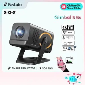 XGODY Gimbal 5 GO Smart Proyektor LCD - Android 14 - 720P - Auto Keystone Speaker - Netflix - YouTube - 300ANSI