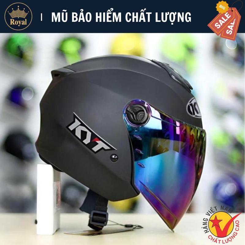 Nón Bảo Hiểm 3 4 Mũ Royal XH01 Đen Nhám Chính Hãng Cao Cấp Giá Rẻ Helmet Mu3phan4 Mu34cokinh Vỏ Nhựa ABS Bền Chống Va Đập Tốt Kính Trắng Sang Trọng An Toàn Size M L XL
