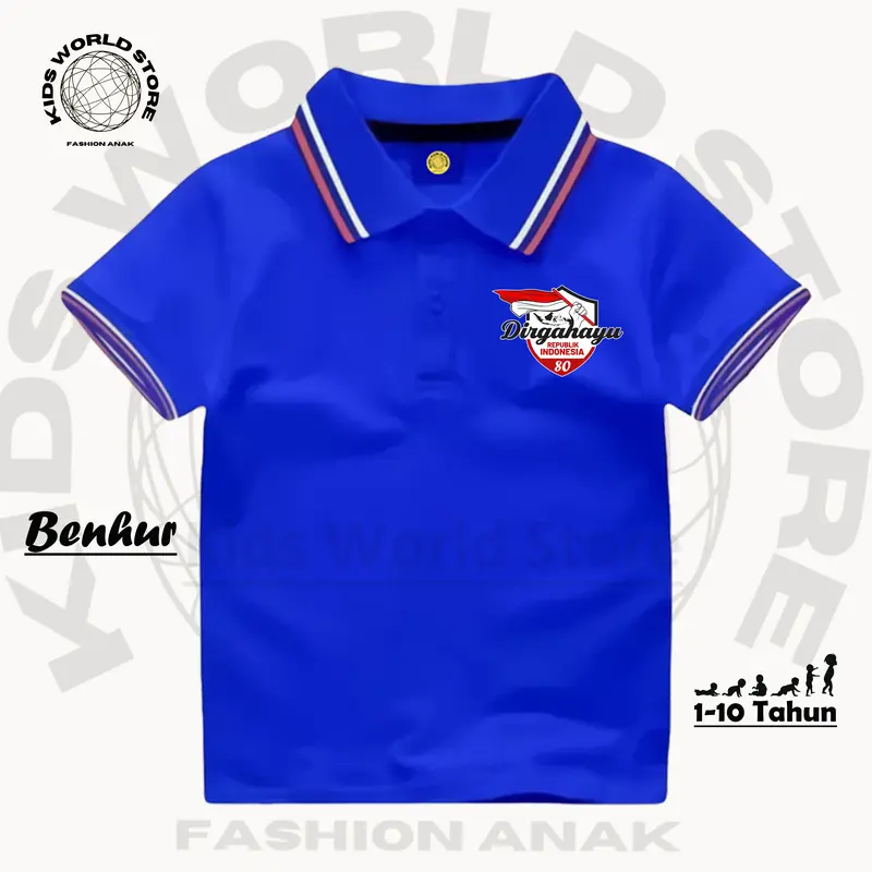 KIDS WORLD STORE Atasan Kerah Wangki LOGO DIRGAHAYU 80TH INDONESIA MERDEKA 17 AGUSTUS 2025 5