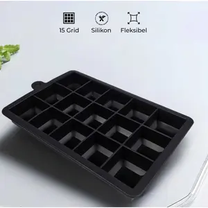 TaffHOME Cetakan Es Batu Silikon Kotak 15 Grid Ice Cube Tray - DY0971 Kitchenware