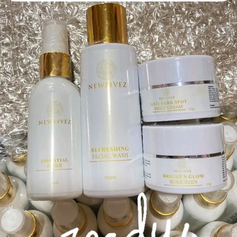 Newfivez Lightening Series Paket Flek Hitam Dan Anti Aging skincare mencerahkan Perawatan Wajah Kusam Kerutan Memudarkan 4