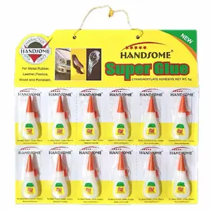 Handsome lem Korea Super Glue 1 Pak Lem Super Glue Handsome 1 Renceng 12 Pcs Adhesive Cyanoacrylate 5g untuk Metal Rubber Leather Plastik Kayu dan Porcelan