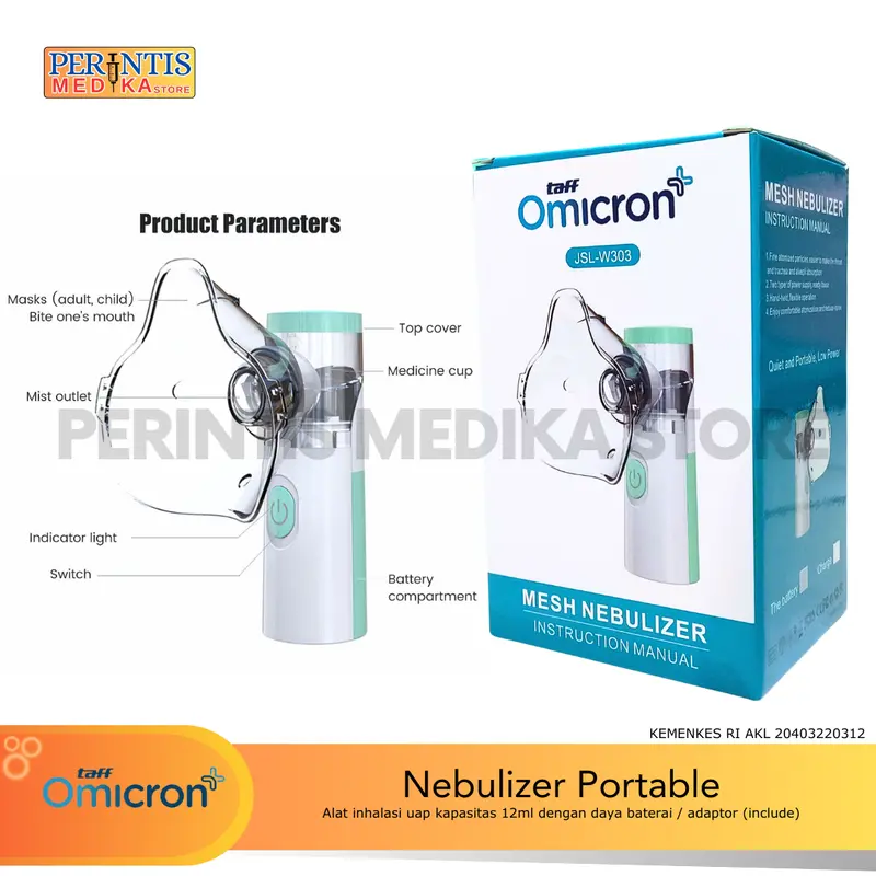 Taff Omicron Handheld Nebulizer Portable Alat Uap Inhalasi JSL W302 USB Charging inhaler  asthma 2
