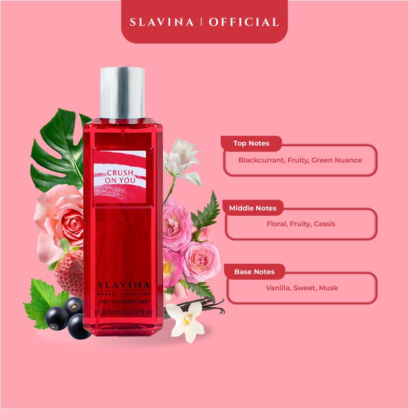 SLAVINA Body Mist Crush On You | Parfum Wanita Tahan Lama Wangi Elegan dan Manis Body Mist Viral ala Nagita Slavina 1