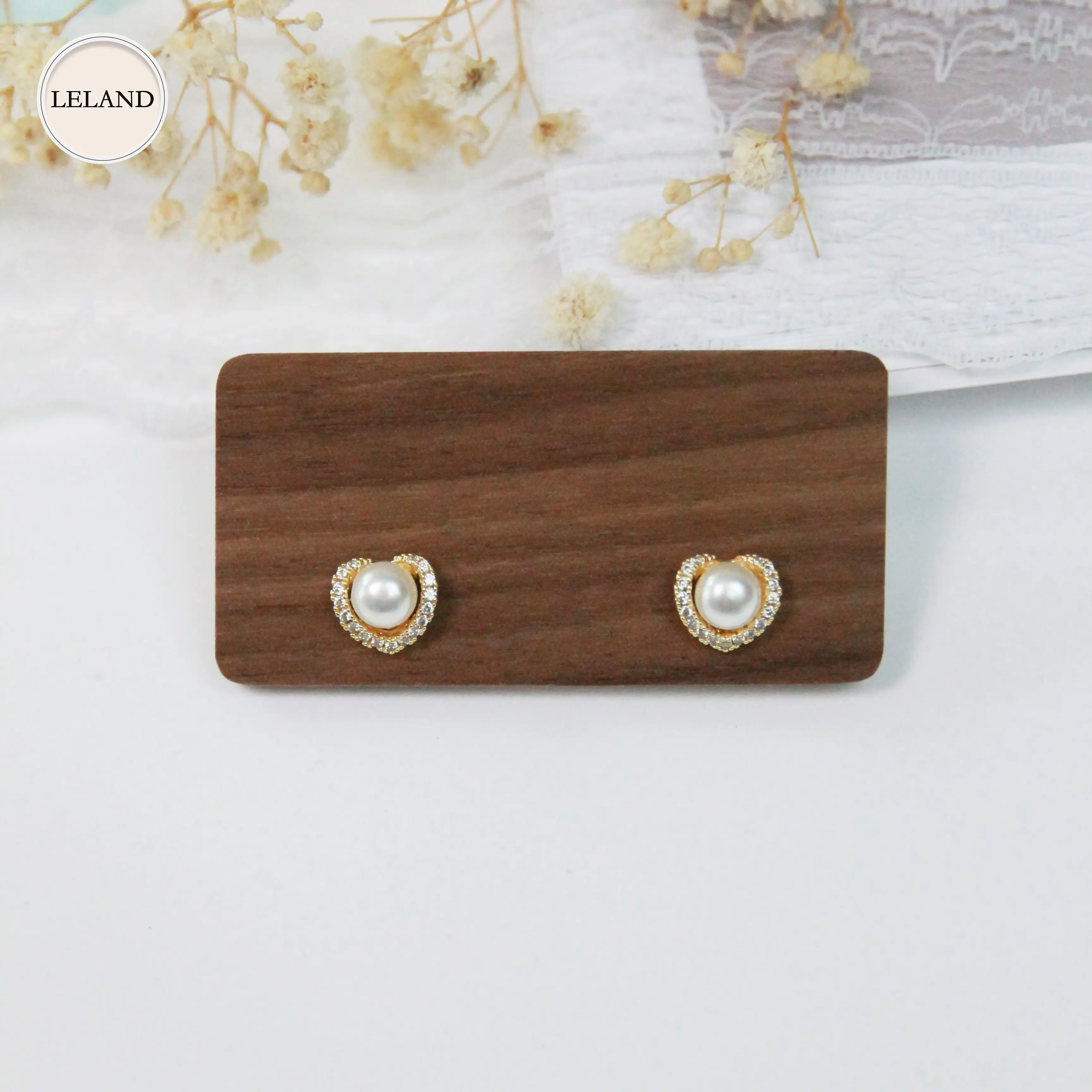 LELAND Anting Mutiara Bungkus Hati Wanita Wanita Tusuk Anting Mutiara Premium Anting Korea