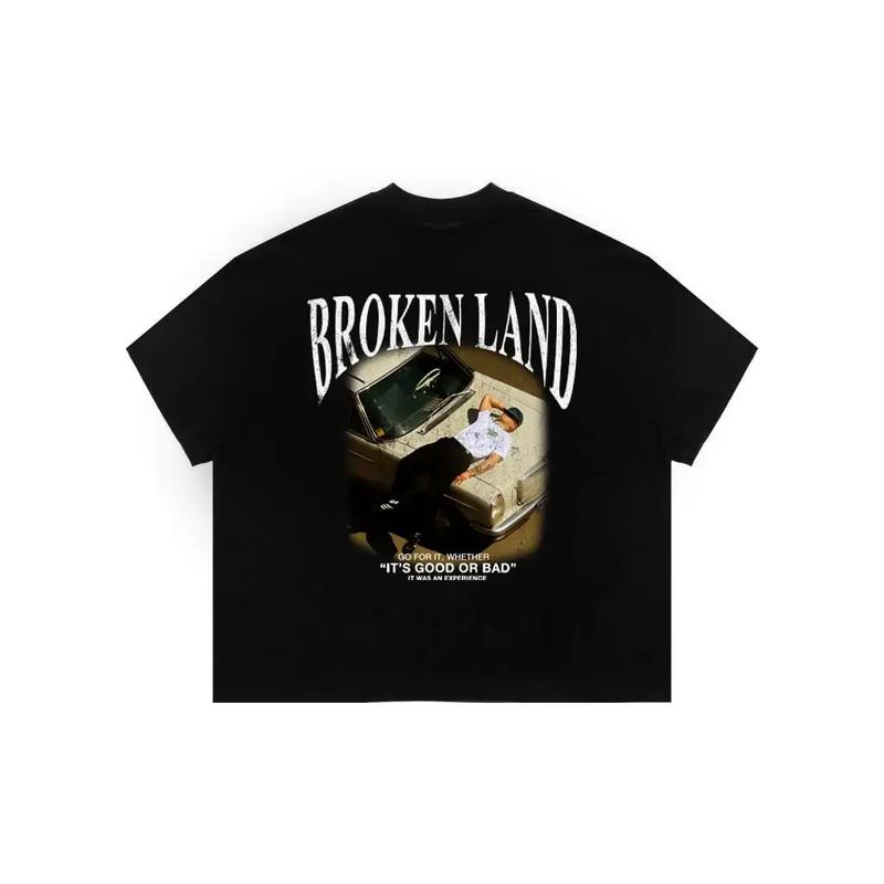 Áo thun Broken land boxy tee unisex 98stu vintage 250gsm bo cổ dày dặn