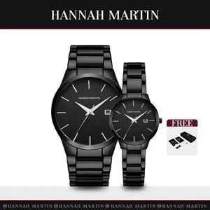Hannah Martin  Jam Tangan  100% Original Rantai Business Tanggal Analog Quartz Dial Bulat  Gaya Modern Free Box Watches Jam Tangan wanita+jam tangan pria