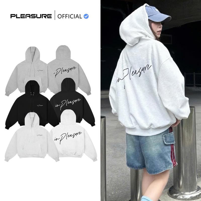   Không Xù Lông  Áo Hoodie PLEASURE Signature Boxy Form Châu Âu Dáng Rộng Unisex Nam Nữ Local Brand PL02 