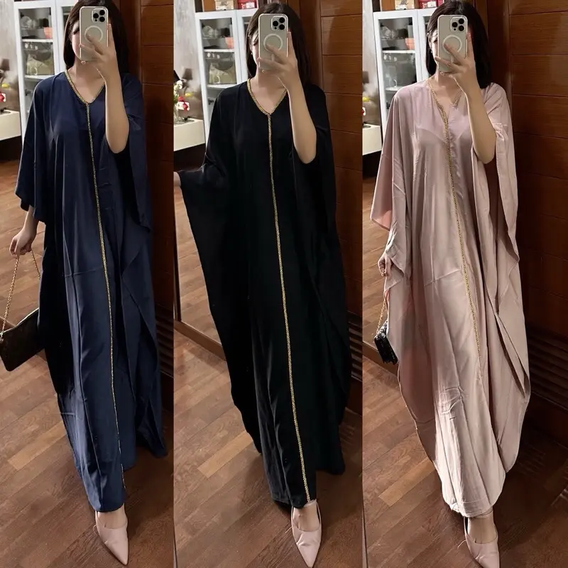 KAFTAN LEBARAN HIJAB BAJU GAMIS PAKAIAN WANITA BAJU HARI RAYA RAYON TWILL BUSUI BUMIL FRIENDLY Muslim Nyaman Renda Tebal Zipper
