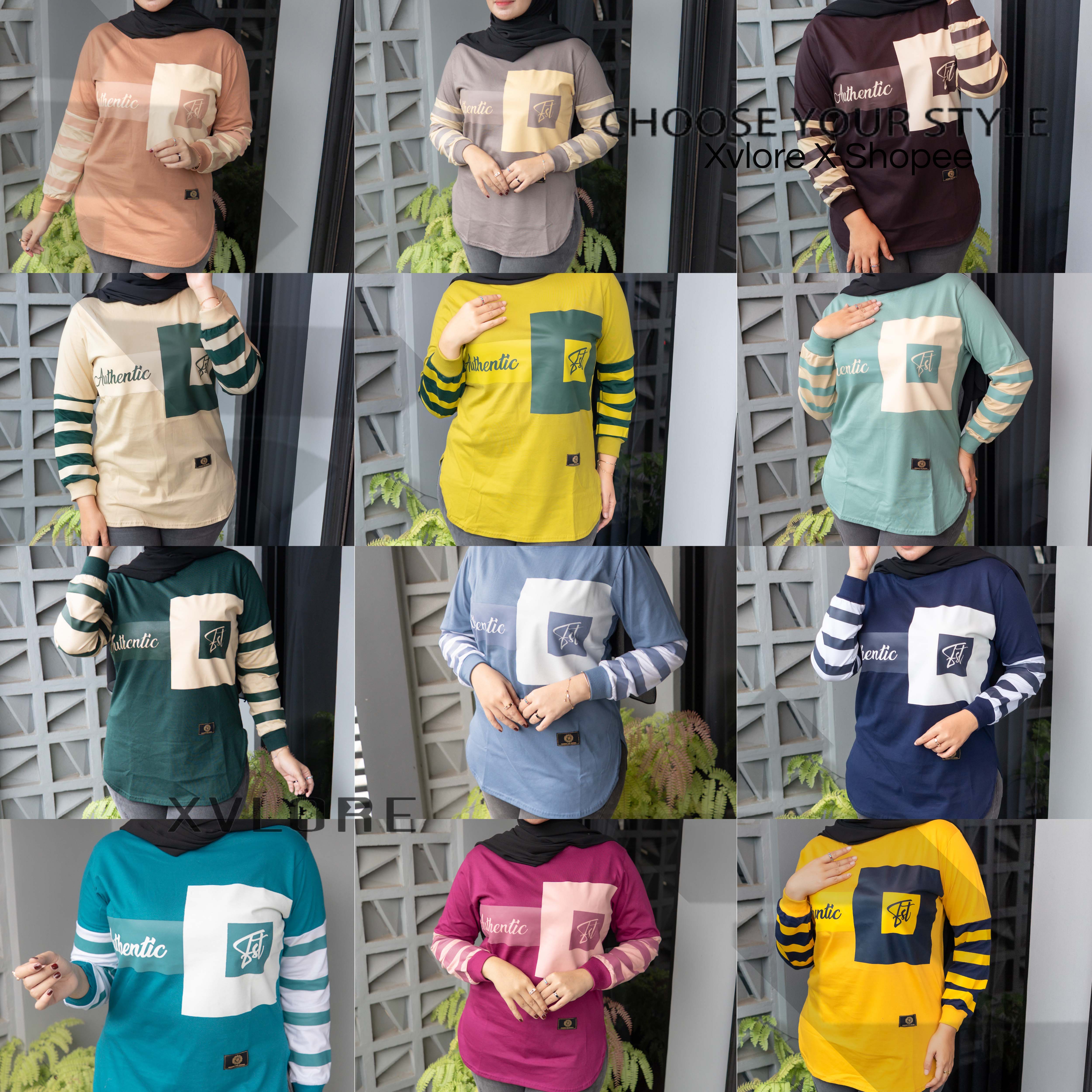 Xvlore | Atasan Hijab Kekinian Terlaris | Kaos bawahan oval Wanita Lengan Panjang Adem