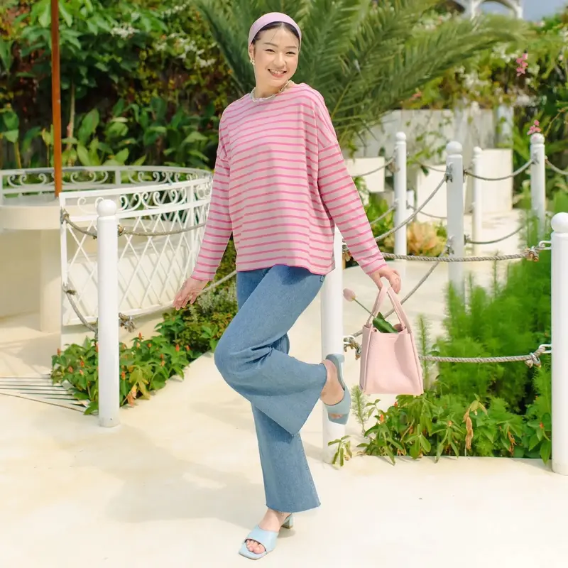 Ulyani Astoria Pink Stripe Tops HijabChic Lampung 2