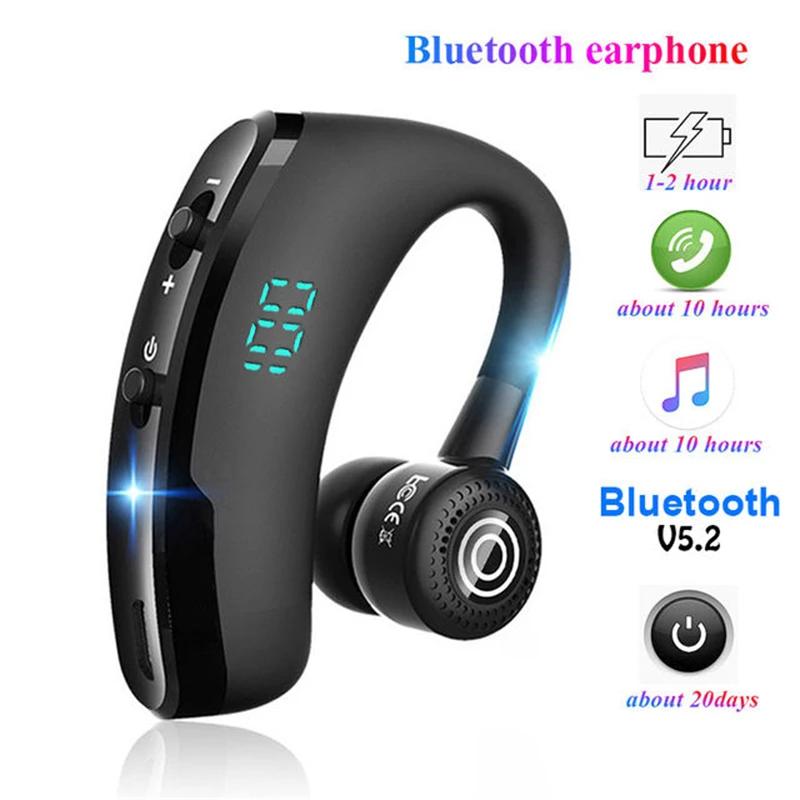 Tai nghe Bluetooth-compatible không dây V9 Pro, màn hình Led thông minh, tai nghe kinh doanh rảnh tay, móc tai, tai nghe nhét tai có micrô 0
