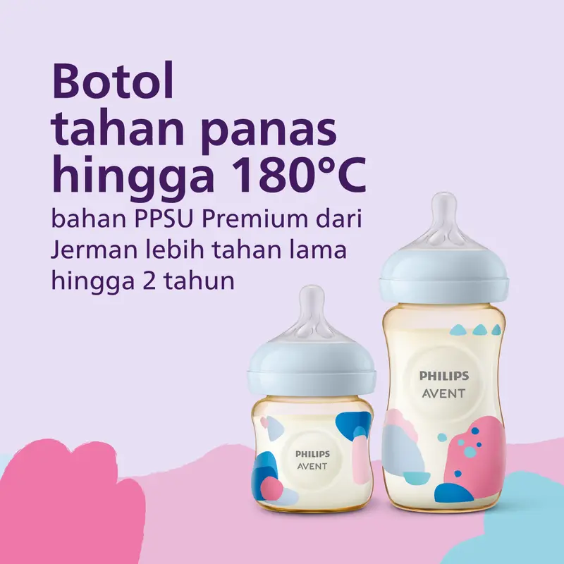 Philips Avent | Botol Susu Bayi | PPSU Natural Response | Dot Seperti Payudara Ibu & Tahan Hingga 180°C | 125 ml | Single | SCY940/01 1