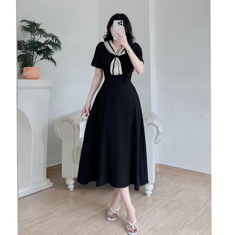 Đầm Váy Dáng Dài Phối Cổ Thủy Thủ Thời Trang Nữ váy xinh