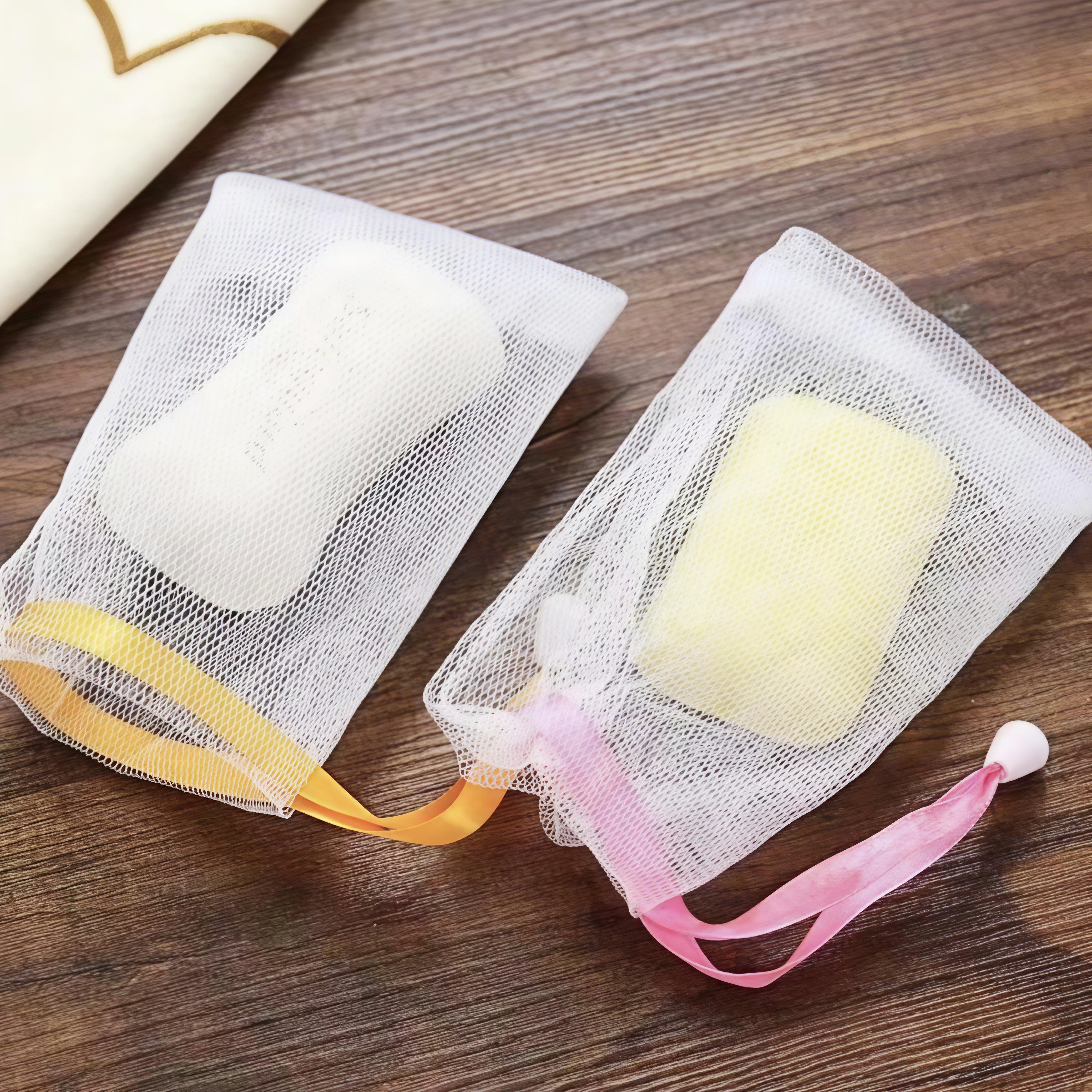 Jaring Pembusa Sabun Dua Lapis Tebal Ultra Halus untuk Sabun Gelembung Cuci Muka dan Mandi Kantong Jaring Serbaguna untuk Kulit Sensitif - Telinga, Alis