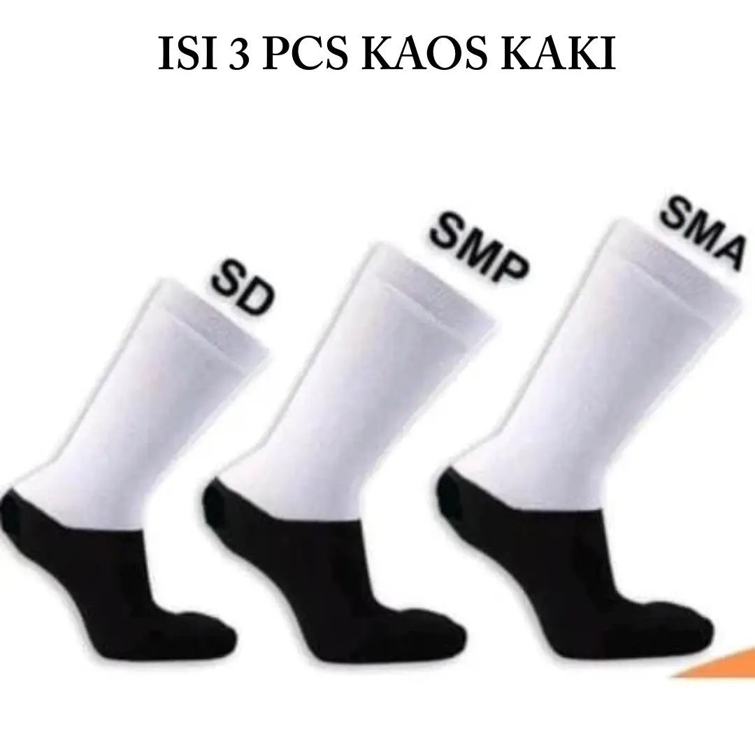 ISI 3 PCS Kaos Kaki Sekolah SD / SMP / SMA Hitam Putih / Kaos Kaki Anak Unisex Perempuan Laki-Laki Sekolah Fashion