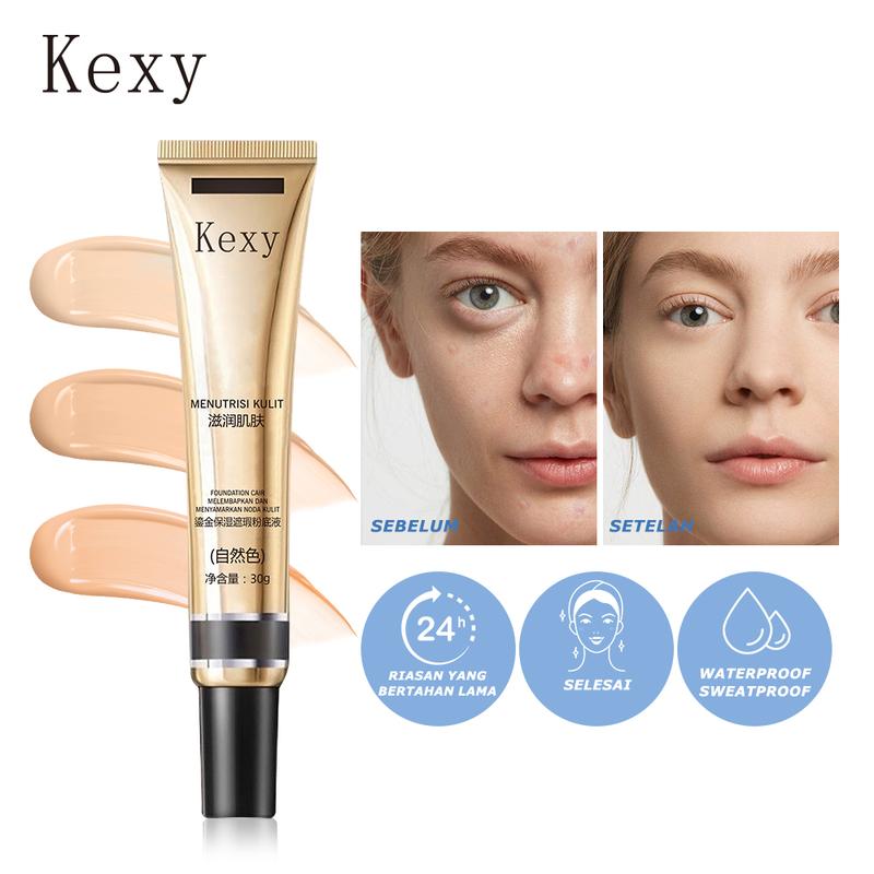 Kexy liquid Foundation Alas bedak cair riasan bening yang melembabkan dan membuat alas bedak cair alami yang jinak  alas bedak cair riasan tahan lama Concealer 1
