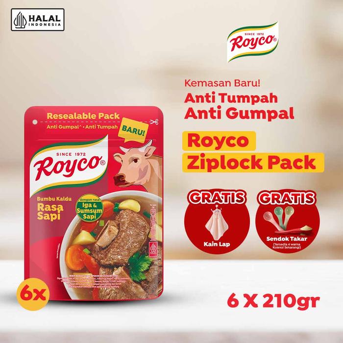 Gambar [FREE Kain Lap] Royco Ziplock Pack Bumbu Kaldu Sapi 210g Multipack Isi 6 dari Masak Apa Hari Ini Kota Tangerang Tokopedia