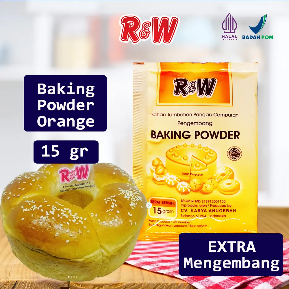 Baking Powder Pengembang Kue Rajawali R&W RW 15 gr Orange Extra