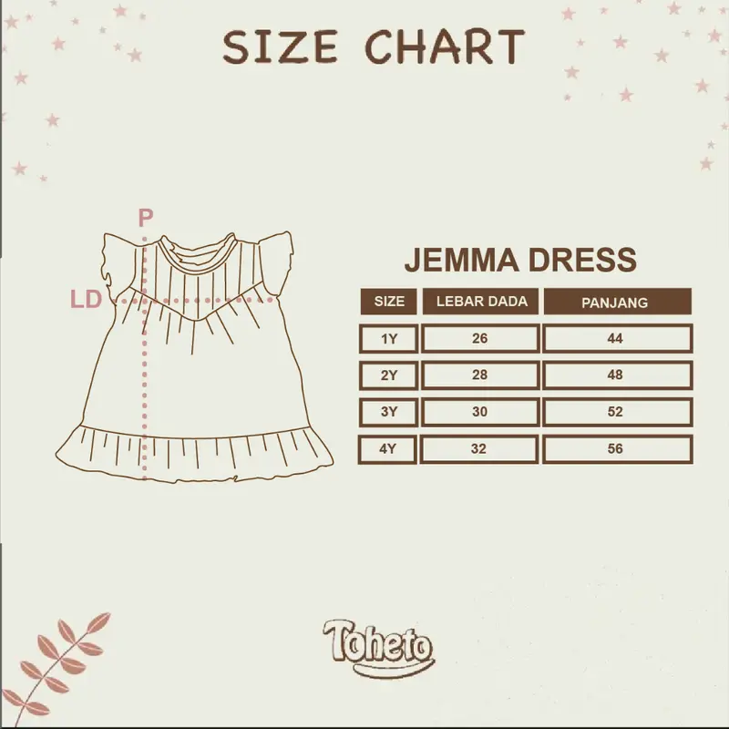 Toheto - Jemma Dress Anak Perempuan 1-4 Tahun Lengan Katun 1