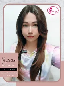 Ryuuta Wig Lace Front Wig Lurus Blow Panjang Curtain Bangs Naomi Hitam Coklat Blonde 65 cm