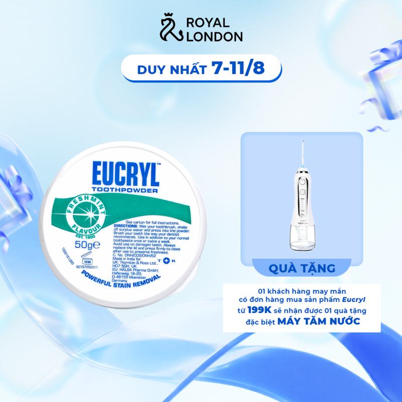 Bột Bạc Hà hỗ trợ trắng răng miệng  Eucryl Toothpower 50g