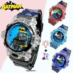 jam tangan anak digital karakter cowok ada lampu dan musik nyala (jam sudah terpasang baterai) spiderman
