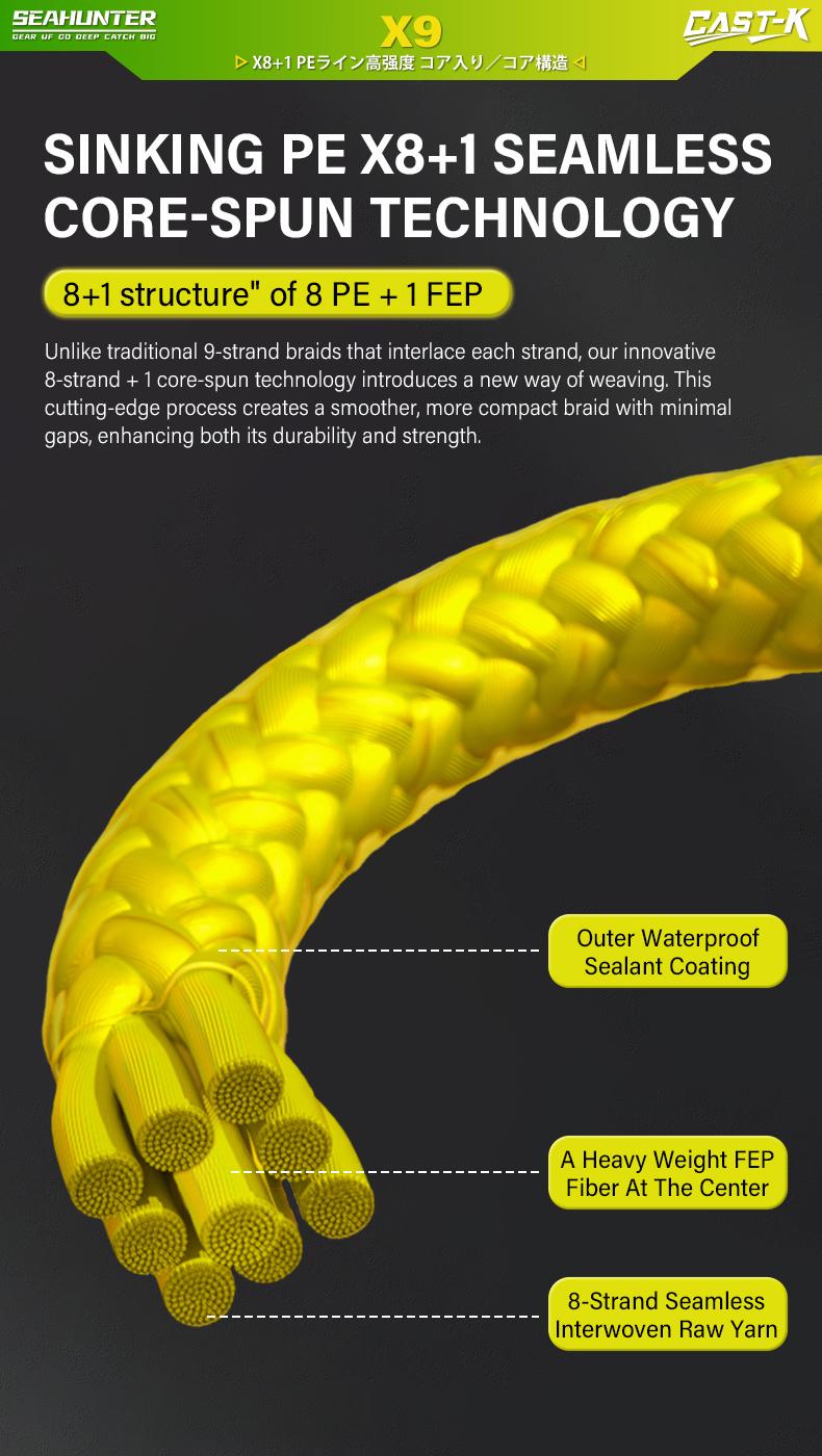 [NEW ARRIVAL] SeaHunter Cast-King PE X9 150M Yellow Sinking Line Senar Pancing (150M 6.8KG 22.7KG) Braided Fishing Lines 8 Untaian Kepang Senar PE Multifilamen Kualitas Jepang Senar Utama Kekuatan Tinggi senar pancing kuat senar pancing pe
