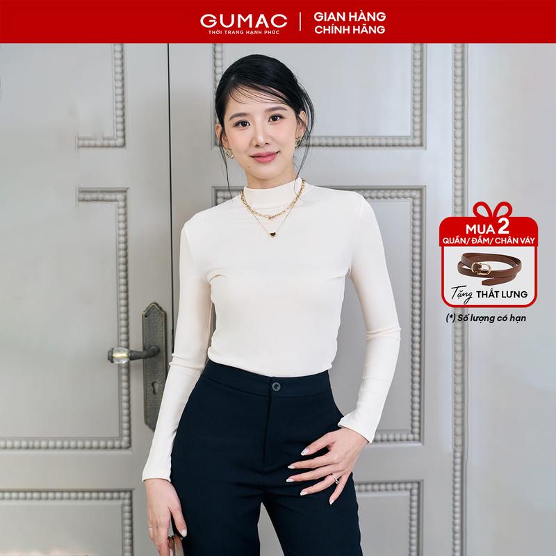 MUA 2 GIẢM THÊM 5% Áo thun nữ form ôm cổ cao tay dài thời trang GUMAC LATE0927