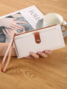Nueva Cartera Larga Multifuncional Ultra Delgada para Mujer, Bolso de Mano con Cremallera Plegable y Monedero Portátil de Color Sólido, Moda