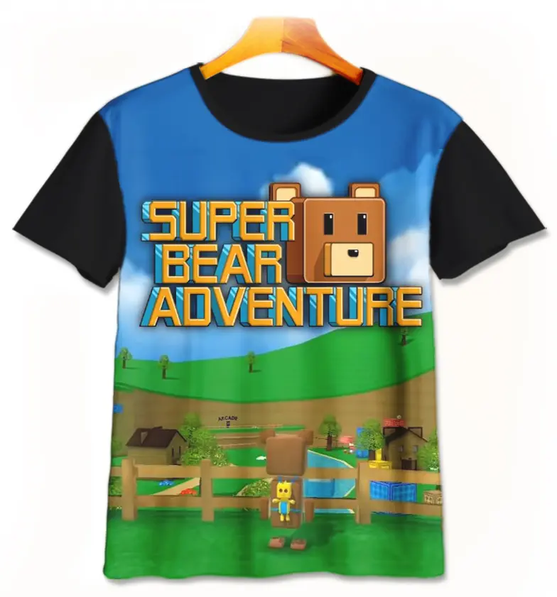 Kaos Anak Super Bear Adventure v3 Game Anak 3D Printing Untuk Umur 1-12 Tahun
