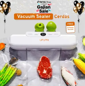 (BISA COD) UPUPIN Vacum Sealer Fresh Cerdas Makanan Food Packing Machine Mesin Vacuum Sealer Makanan Plastic Listrik Vakum Putih Seal Makanan Sehat Bungkus Makanan Jamur Warna Hitam