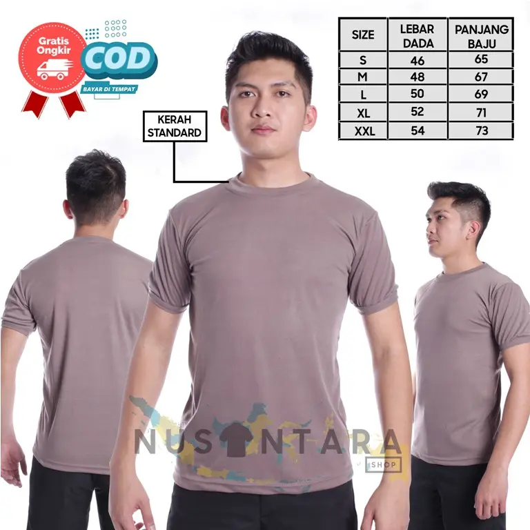 Kaos Polos Coklat Lengan Pendek Kaos Dalam Security Polisi Satpam