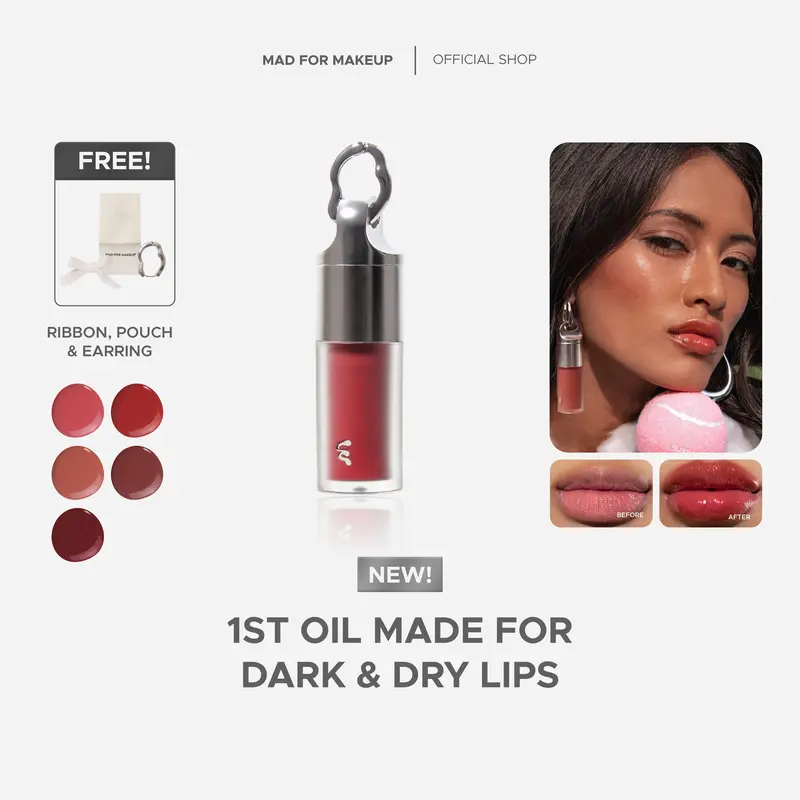 Mad For Makeup Tinted Glass H2Oil - 1st Lip Oil Glossy Cover Dark & Chapped Lips 0