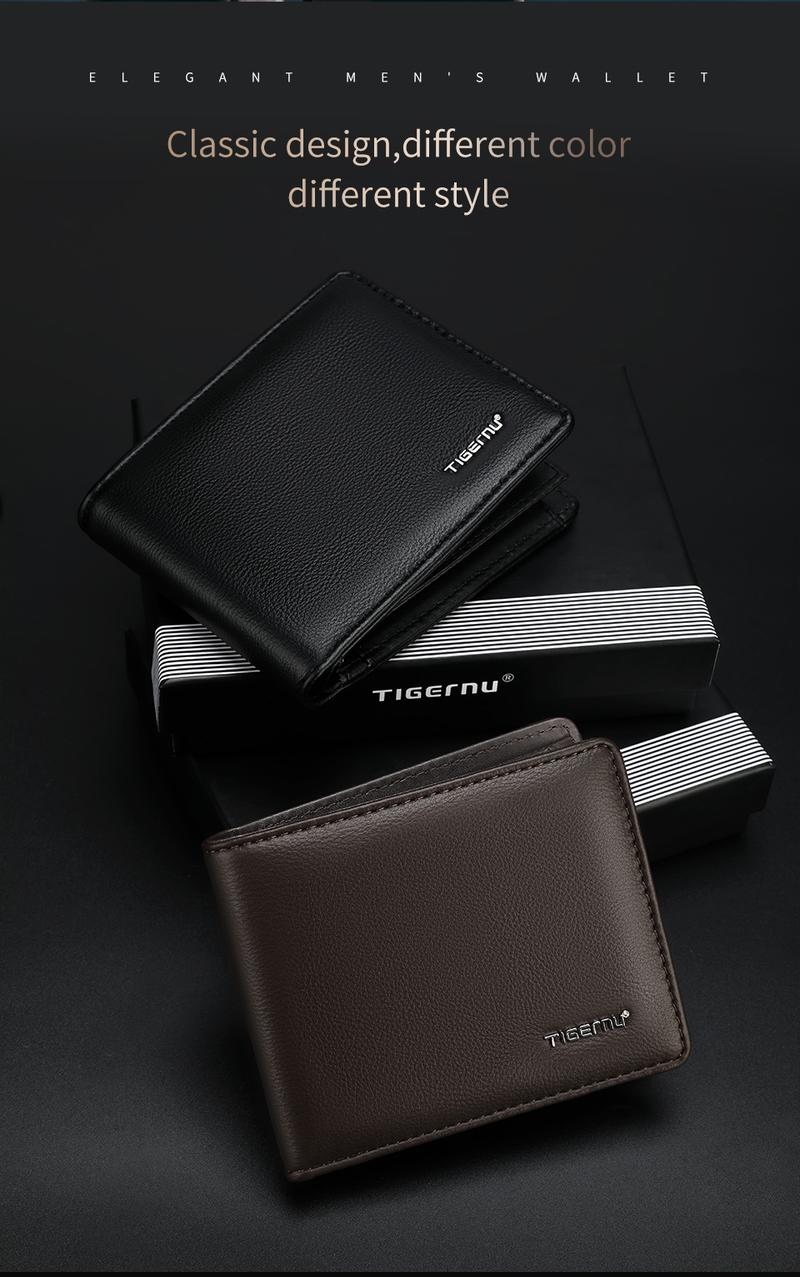 Product Introduction of Tigernu Men's Wallet PU Leather Purse Fashion Men Short Wallet Business Coin Pocket Credit Card Holder Male Small Money Bags With Gift Box Member Price T-S8008 11