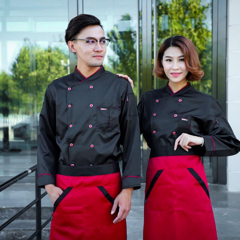 Trang Phục Đầu Bếp, Dành Cho Nam Và Nữ, Áo Khoác Đầu Bếp Dài Tay, Áo Khoác Đầu Bếp Làm Việc Nấu Ăn, Đồng Phục Áo Khoác Áo Khoác Đầu Bếp, Dài Tay, Thích Hợp Cho Khách Sạn Và Nhà Bếp, Trang Phục Đầu Bếp 2