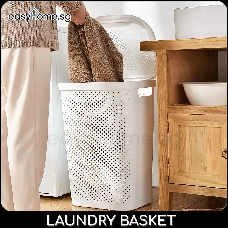 Laundry Basket 917 / Large Capacity 60L Clothes Storage Bag Shelves Kitchen Bathroom Organizer Dirty Clothes Hamper Cover