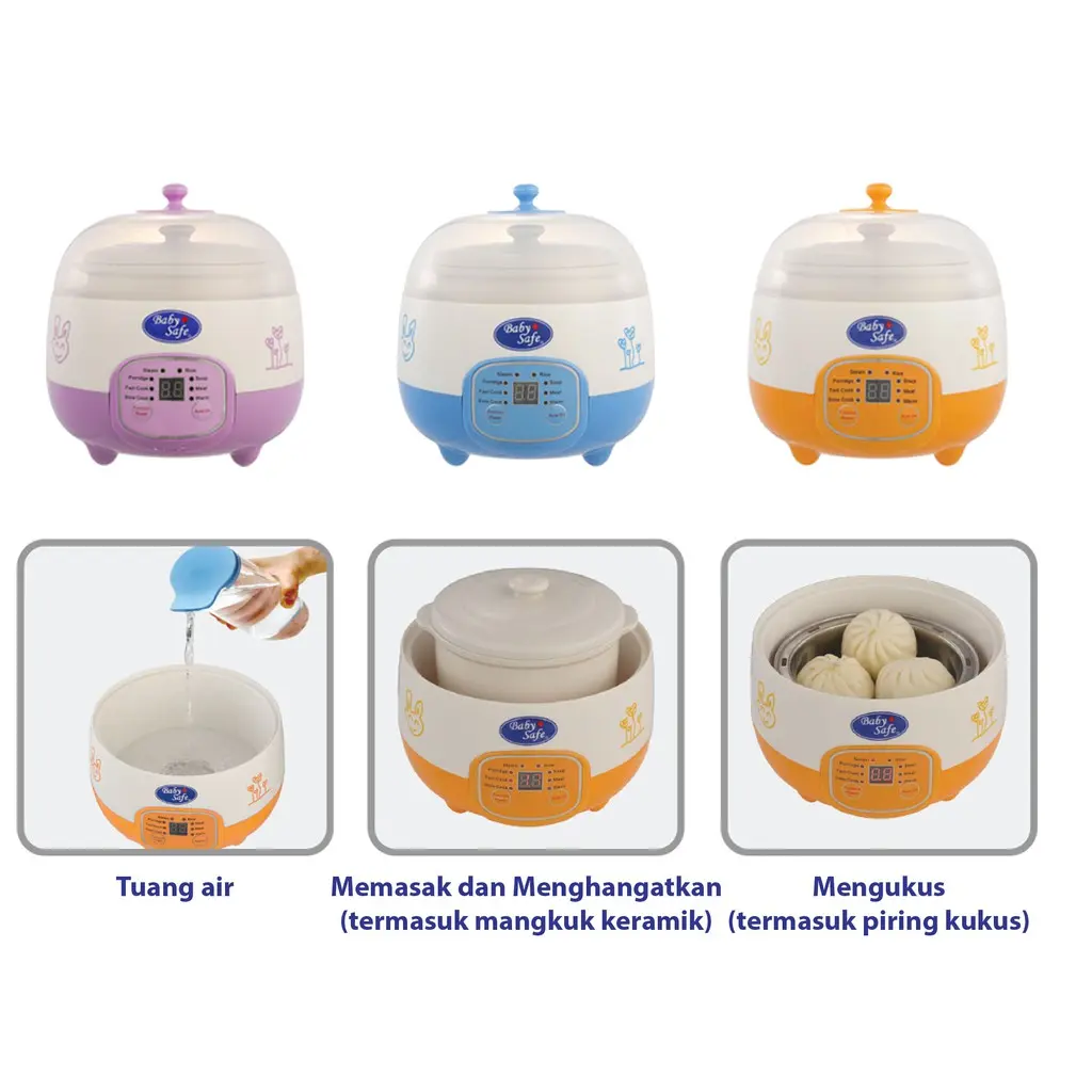 Baby Safe Digital Steam Cooker Food Processor Mpasi Bayi Anak Menghangatkan