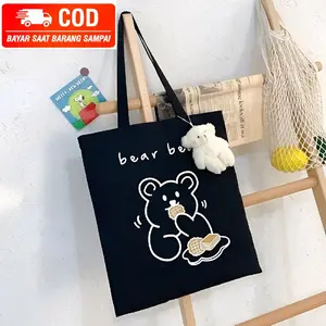 Tote Bag Tas Samping Kanvas Totebag Wanita Fashion Korea
