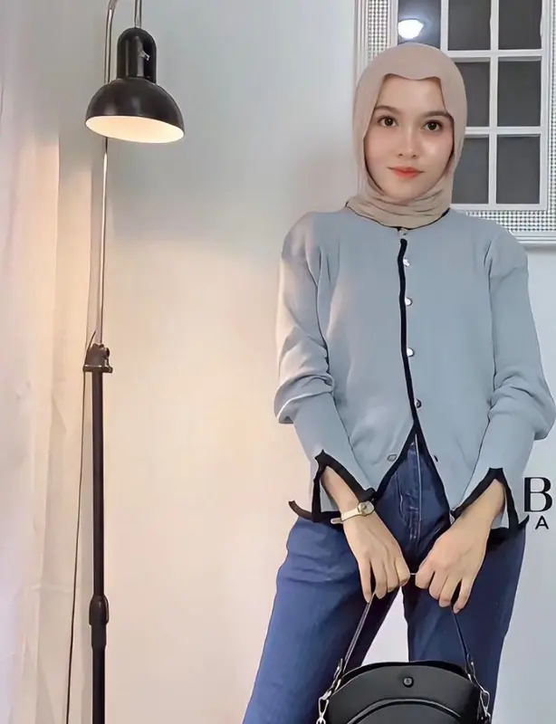 Kevia Cardigan Top Knitwear Baju  Atasan Outer Rajut wanita Sweater  Basic Crop lengan panjang Oversize 5