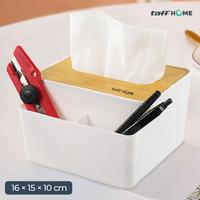 Gambar TaffHOME Kotak Tisu Kayu + Remot Multifungsi Organizer Box - ZJ008 - Putih dari Taffware Official Store Kota Administrasi Jakarta Barat 2 Tokopedia