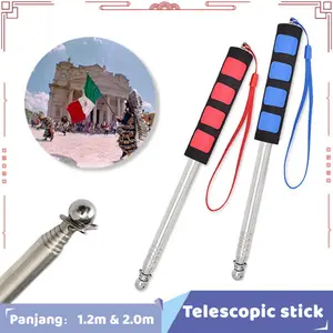 Tongkat tiang bendera 1.2M 2M Tour leader travel flag pole Telescopic pointer stick Teleskopik penunjuk memanjang guide portable Stainless