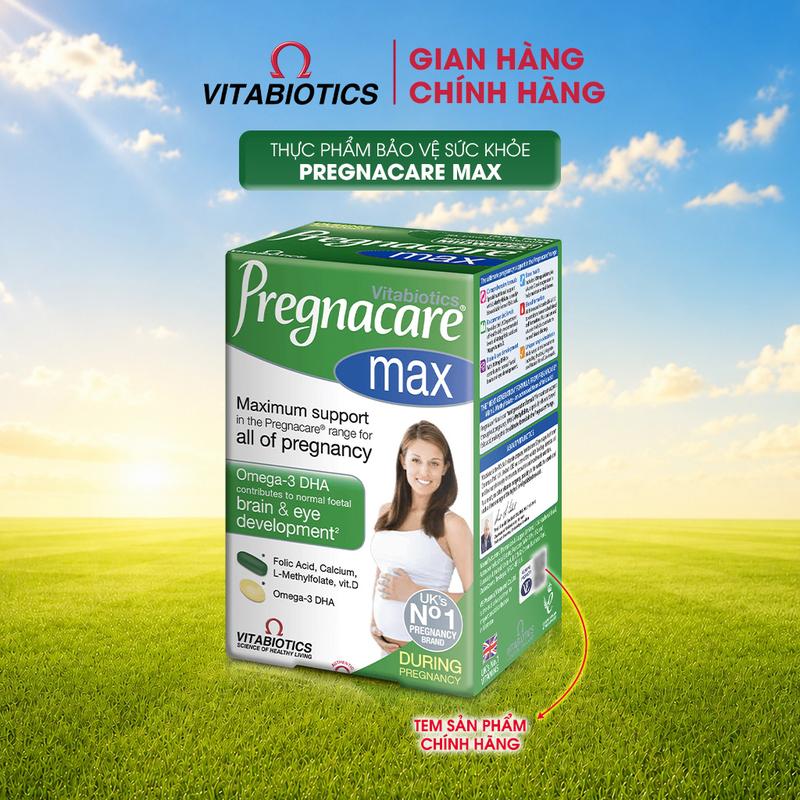 [Mẹ bầu] TPBVSK Vitabiotics PREGNACARE MAX bổ sung canxi, sắt, 5-MTHF, DHA, cho phụ nữ mang thai & cho con bú (84 viên)