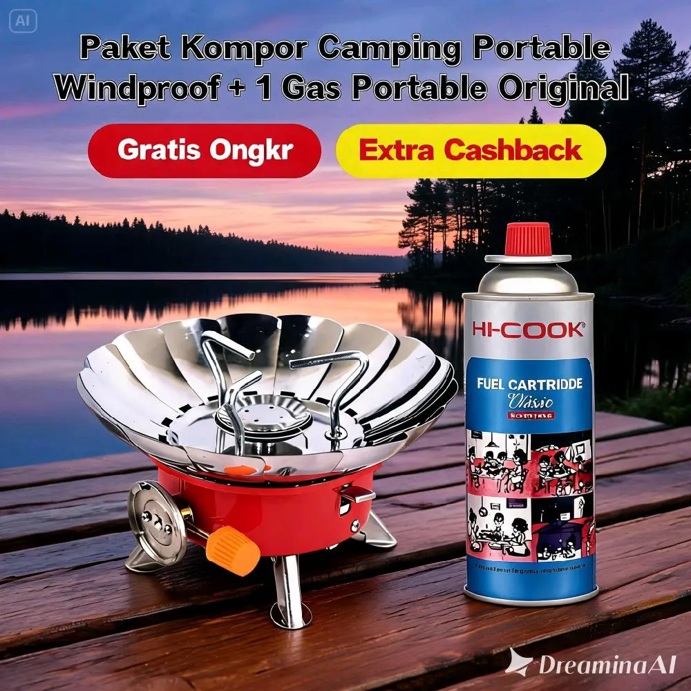 Paket Kompor Bunga Windproof + Gas Portable / Kompor Portable Camping Kovar Outdoor