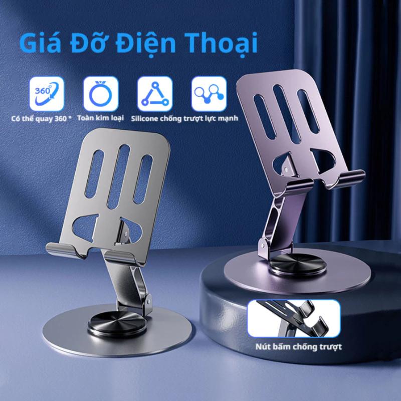 Giá Đỡ Điện Thoại Máy Tính Bảng Để Bàn Bằng Kim Loại, Xoay 360 Độ, Gấp Gọn, Chắc Chắn, Đa Năng Xem Phim Livestream