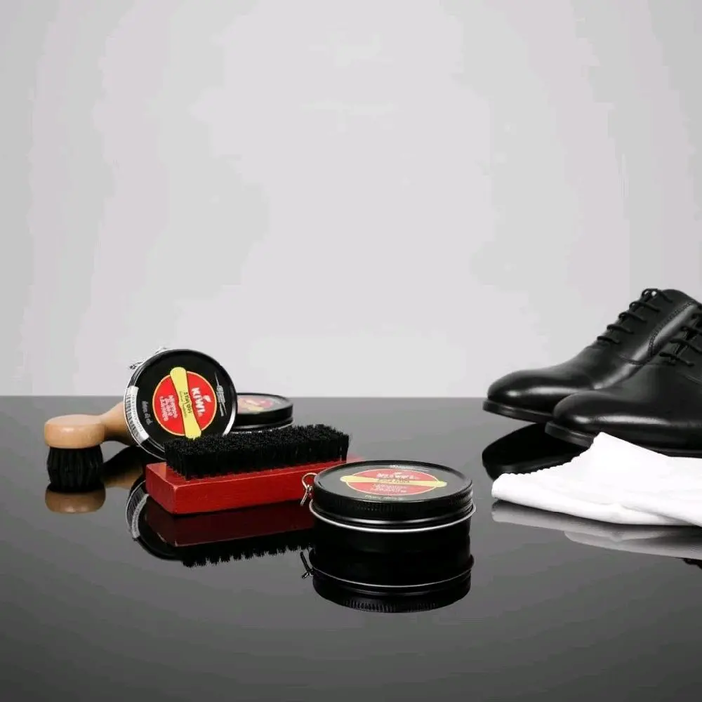 PAKET SEMIR SEPATU KIWI UK 17.5 ML HITAM & COKELAT ( kiwi + sikat )