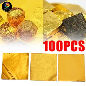 1 Pak Isi 100 Pcs Gold Alu Foil Chocolate Foil Pembungkus Food Grade Import Aluminium Dekorasi Kertas Diy