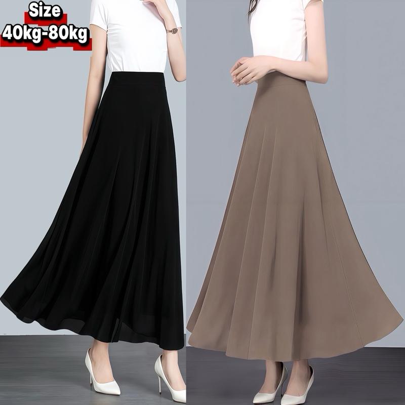 Chân Váy Xoè Dáng Dài Cao Cấp 2 Lớp Có Túi Có Chun Sau Che Bụng Tôn Dáng Vải Mềm Rũ Không Nhăn Có Bigsize 40kg-80kg Nữ Women Váy Xinh