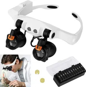 Kaca Pembesar Kacamata Reparasi Jam Lup with 2 LED 7 Lens 15X - Z-12