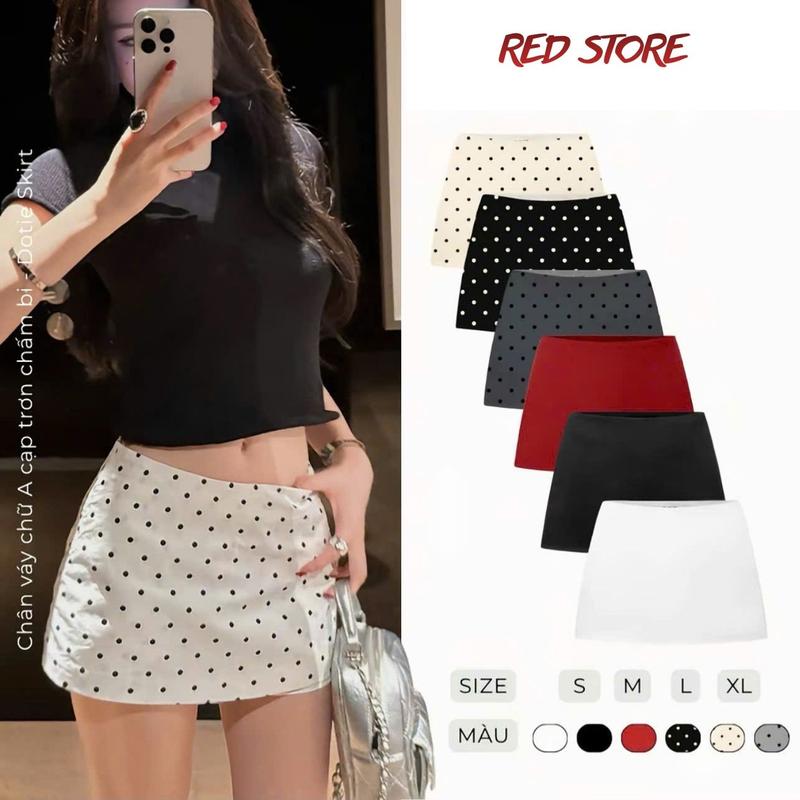 RED.STORE Chân váy chữ A Y2K nữ dáng ngắn cạp trễ basic